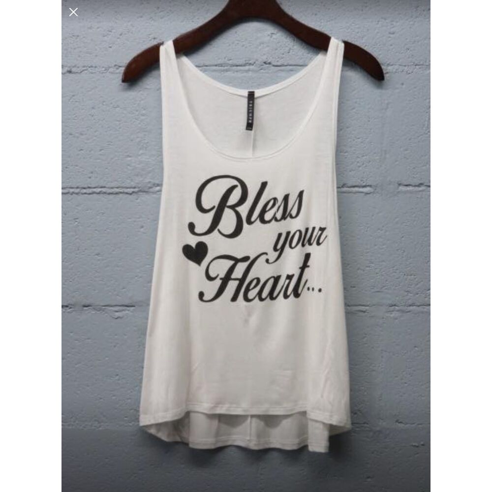 Triumph Oversized Tank Top Size Small Bless Your Heart Graphic Tee Medium NWT